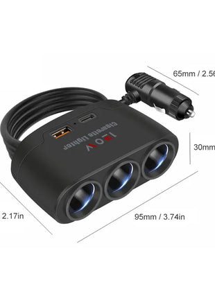120W Car Charger Cigarette Lighter Adapter Dual USB PD Car Charger