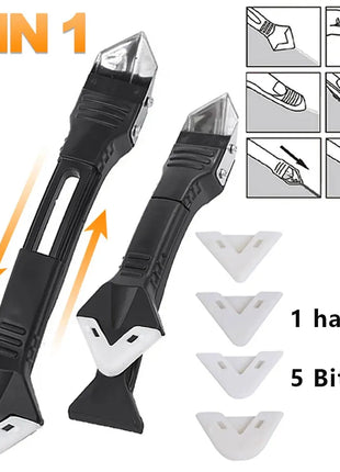 5 in 1 Metal Head Shovel Glue Tool Kit: Silicone Spatula, Caulk