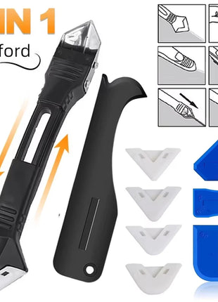 5 in 1 Metal Head Shovel Glue Tool Kit: Silicone Spatula, Caulk