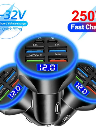 Car Charger 2-6 Ports Fast Quick Charging PD QC3.0 USB Car Phone