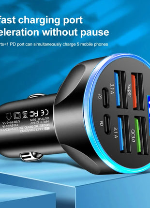 Car Charger 2-6 Ports Fast Quick Charging PD QC3.0 USB Car Phone