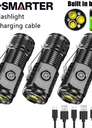 Super Bright Mini 3LED Flashlight With Pen Clip And Tail