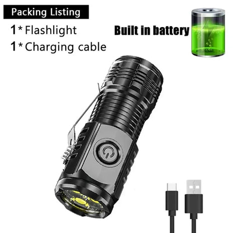 Super Bright Mini 3LED Flashlight With Pen Clip And Tail