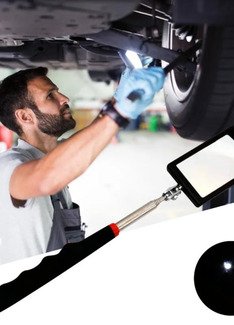 360° Inspection Mirror LED Light Telescoping Mirrors Extend Mechanic