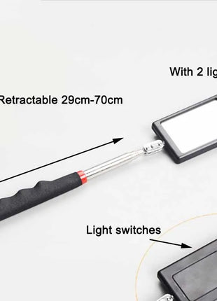 360° Inspection Mirror LED Light Telescoping Mirrors Extend Mechanic