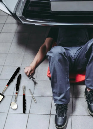 360° Inspection Mirror LED Light Telescoping Mirrors Extend Mechanic