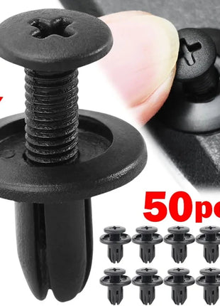 50pcs Car 8mm Hole Plastic Rivets Fastener Push Clip Black Auto