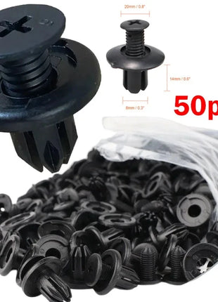 50pcs Car 8mm Hole Plastic Rivets Fastener Push Clip Black Auto