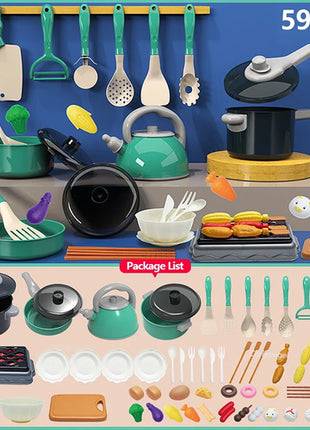 Kids Kitchen Toys Set 59/69 PCS Play Kitchen Accessories Kit with Play