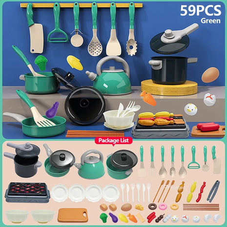 Kids Kitchen Toys Set 59/69 PCS Play Kitchen Accessories Kit with Play