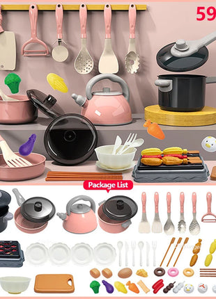 Kids Kitchen Toys Set 59/69 PCS Play Kitchen Accessories Kit with Play