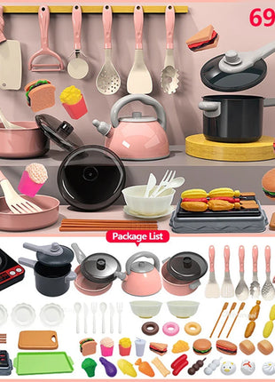 Kids Kitchen Toys Set 59/69 PCS Play Kitchen Accessories Kit with Play