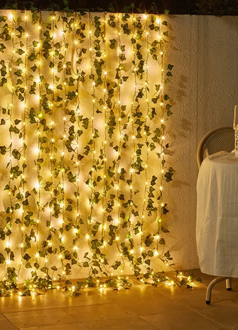 Flower Green Leaf String Lights Artificial Vine Fairy Lights Battery