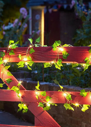 Flower Green Leaf String Lights Artificial Vine Fairy Lights Battery