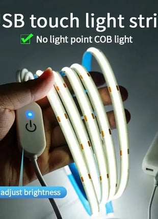 LED COB Light Strip Touch Dimmer Flexible Diode Tape 5V USB Linear
