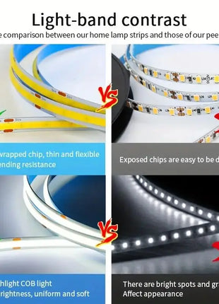 LED COB Light Strip Touch Dimmer Flexible Diode Tape 5V USB Linear