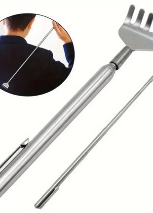 silvery Telescopic Back Scratcher,  Portable Extendable Stainless