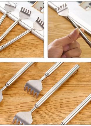 silvery Telescopic Back Scratcher,  Portable Extendable Stainless