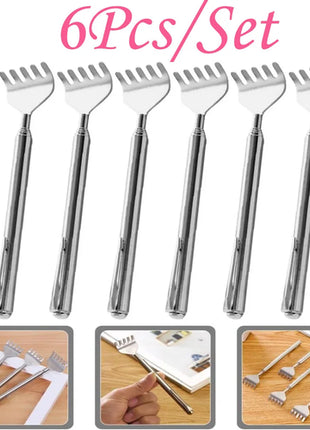silvery Telescopic Back Scratcher,  Portable Extendable Stainless
