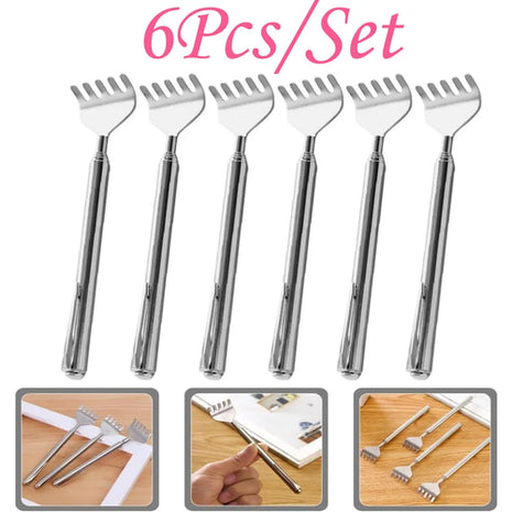 silvery Telescopic Back Scratcher,  Portable Extendable Stainless