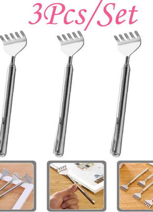 silvery Telescopic Back Scratcher,  Portable Extendable Stainless