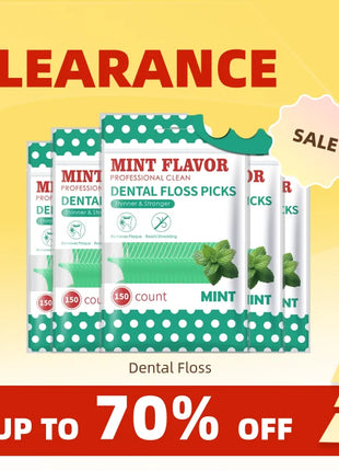 Clearance_600pcs Mint Dental Floss Sticks - Portable ultra-Fine Bagged