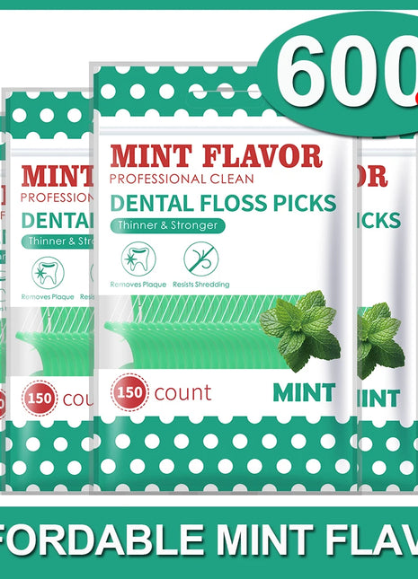 Clearance_600pcs Mint Dental Floss Sticks - Portable ultra-Fine Bagged