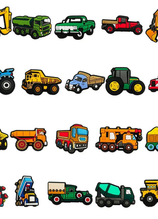 20pcs Engineering vehicle Car goods train tractor Forklift Shoe Charms