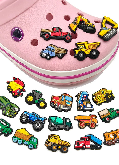 20pcs Engineering vehicle Car goods train tractor Forklift Shoe Charms