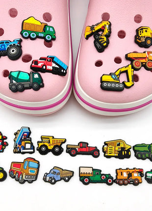 20pcs Engineering vehicle Car goods train tractor Forklift Shoe Charms