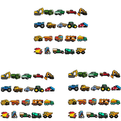 20pcs Engineering vehicle Car goods train tractor Forklift Shoe Charms