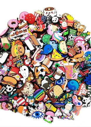 6/30/60/100/200 Pcs Cartoon Shoe Charms for Clogs Bubble Slides