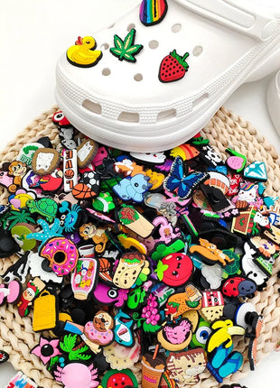 6/30/60/100/200 Pcs Cartoon Shoe Charms for Clogs Bubble Slides