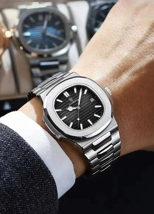 POEDAGAR Square Luxury Men Wristwatch Waterproof Luminous Date