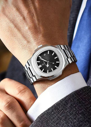 POEDAGAR Square Luxury Men Wristwatch Waterproof Luminous Date