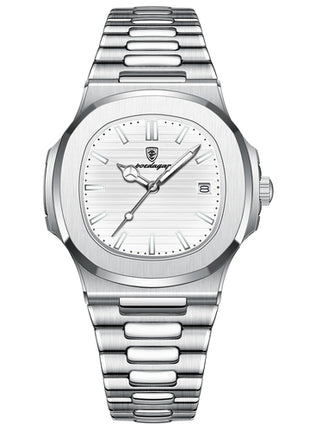 POEDAGAR Square Luxury Men Wristwatch Waterproof Luminous Date