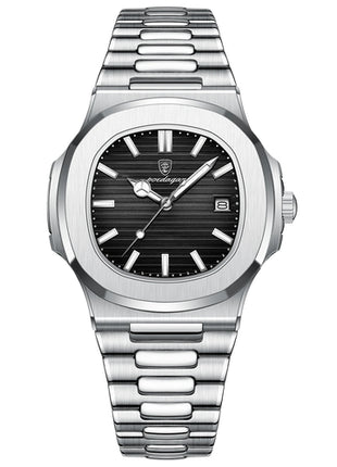 POEDAGAR Square Luxury Men Wristwatch Waterproof Luminous Date