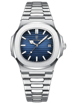 POEDAGAR Square Luxury Men Wristwatch Waterproof Luminous Date