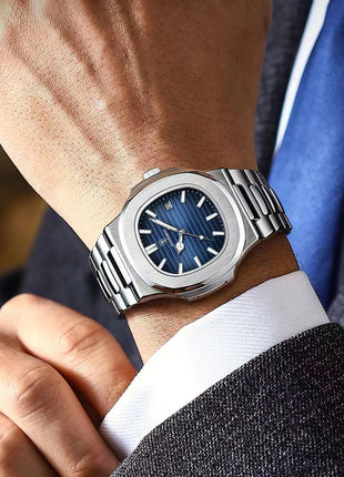 POEDAGAR Square Luxury Men Wristwatch Waterproof Luminous Date