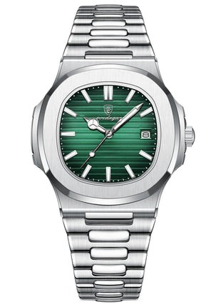 POEDAGAR Square Luxury Men Wristwatch Waterproof Luminous Date