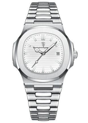 POEDAGAR Square Luxury Men Wristwatch Waterproof Luminous Date