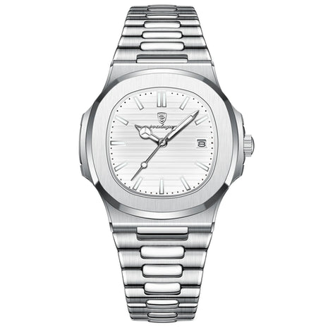 POEDAGAR Square Luxury Men Wristwatch Waterproof Luminous Date
