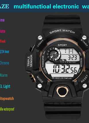 YIKAZE Men's LED Digital Watch Men Sport Watches Fitness Electronic