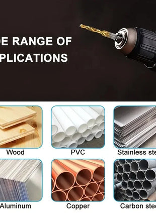 6pc High-speed Steel 4341 Titanium Plated Composite Tap Drill and Tap