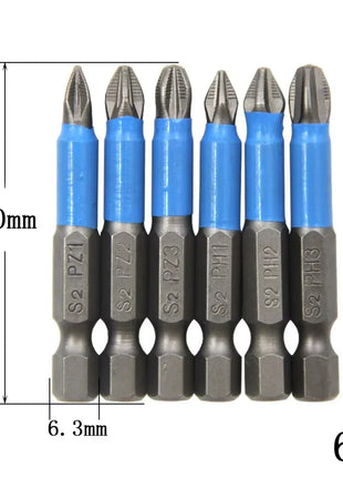 6Pcs Hexagonal Handle Anti Skid Electric Screwdriver Woodworking Cross