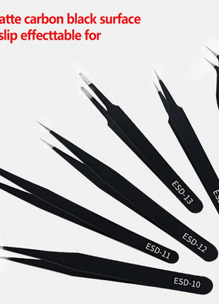 6pcs Precision Tweezers Set ESD Anti-Static Stainless Steel Tweezers