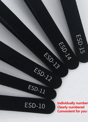 6pcs Precision Tweezers Set ESD Anti-Static Stainless Steel Tweezers