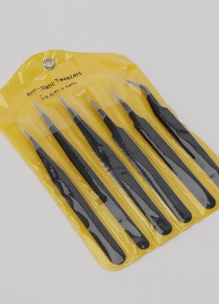 6pcs Precision Tweezers Set ESD Anti-Static Stainless Steel Tweezers