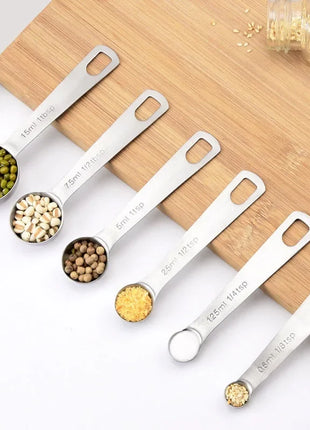 6pcs/set Food-grade Stainless Steel Measuring Spoon Set Sugar Coffee