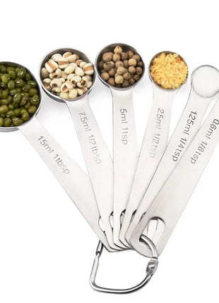 6pcs/set Food-grade Stainless Steel Measuring Spoon Set Sugar Coffee